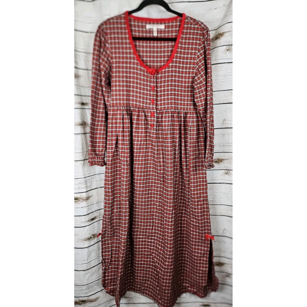 Victoria's Secret Country Red Plaid Flannel Nightgown S Prairie Cottage Holiday